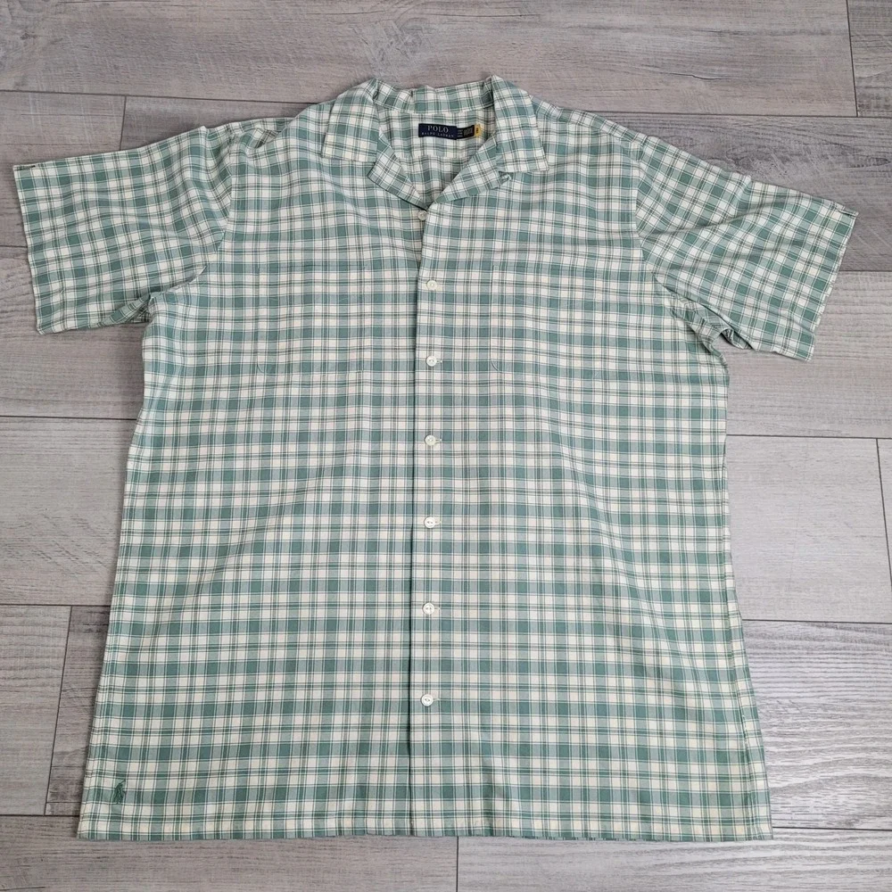 Polo Ralph Lauren Shirt Mens 2XLTUtility Oxford Gingham Short Sleeve Pony Preppy